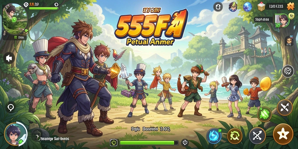 Tampilan utama gameplay menarik dari game 555F yang mengesankan.
