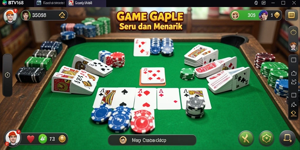 Screenshot gameplay BTV168 yang menunjukkan suasana permainan Gaple.