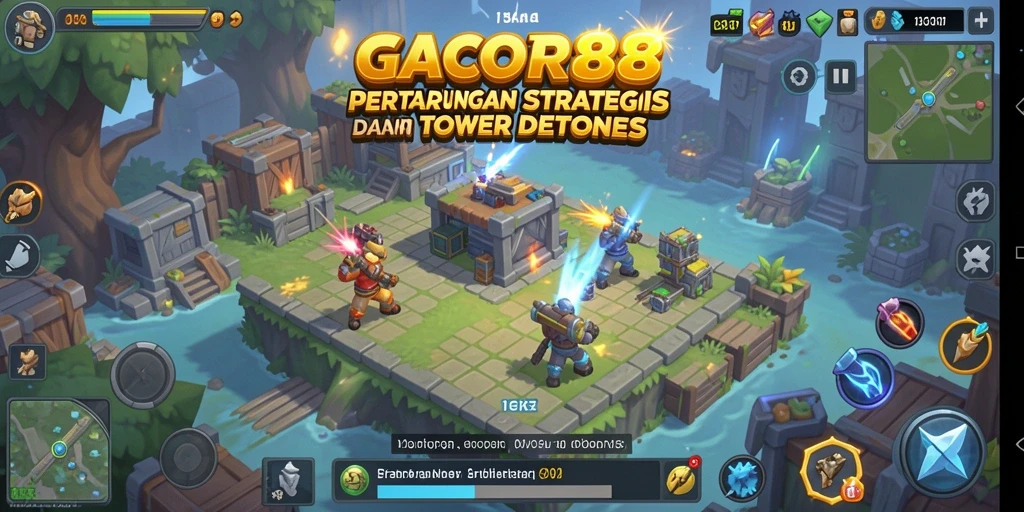 Tangkapan layar gameplay GACOR88 menampilkan aksi pertahanan yang dinamis dan strategi yang menarik.