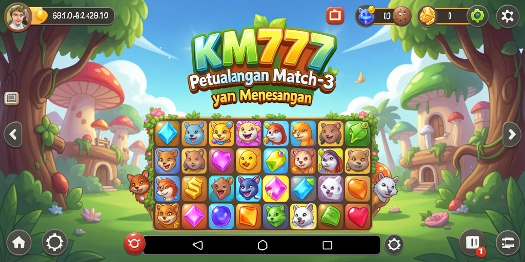 Tampilan gameplay KM777 yang seru dan penuh warna dalam genre Match-3.