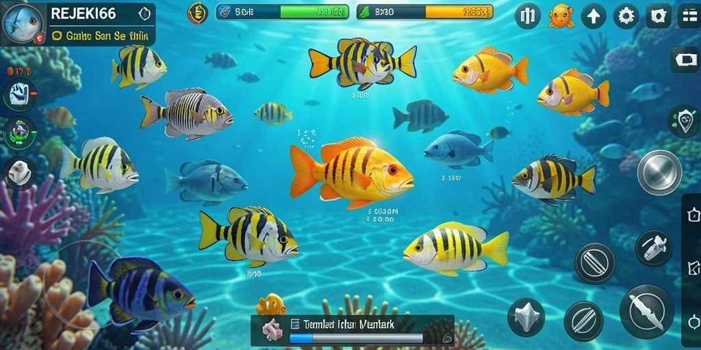 Screenshot gameplay seru Tembak Ikan di REJEKI66.