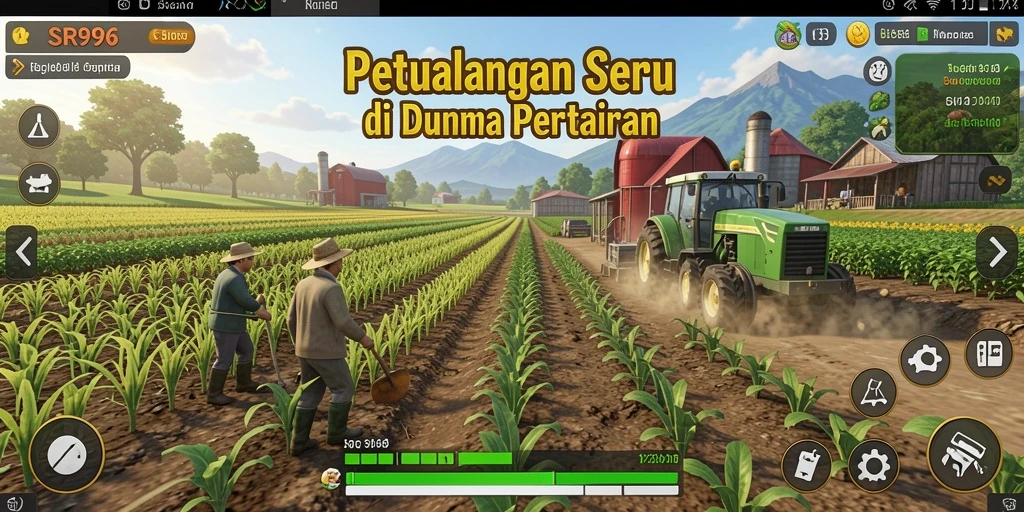 Tangkapan layar gameplay SR996 yang menampilkan lahan pertanian yang subur.