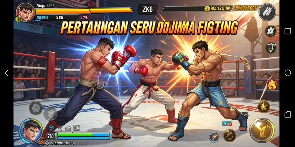 Gameplay ZK6 yang mendebarkan saat pertarungan Fighting.